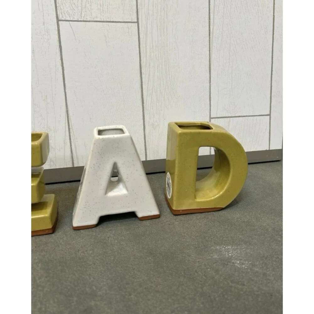 Ashland Santa Fe Ceramic Letter Planters READ Set of 4 Black/Green/White